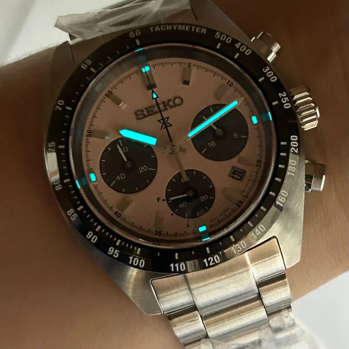 額縁 Bloodhound SSC Relógio Seiko SSC963 Speedtimer Solar Salmão 39mm | Taniguchi Relógios