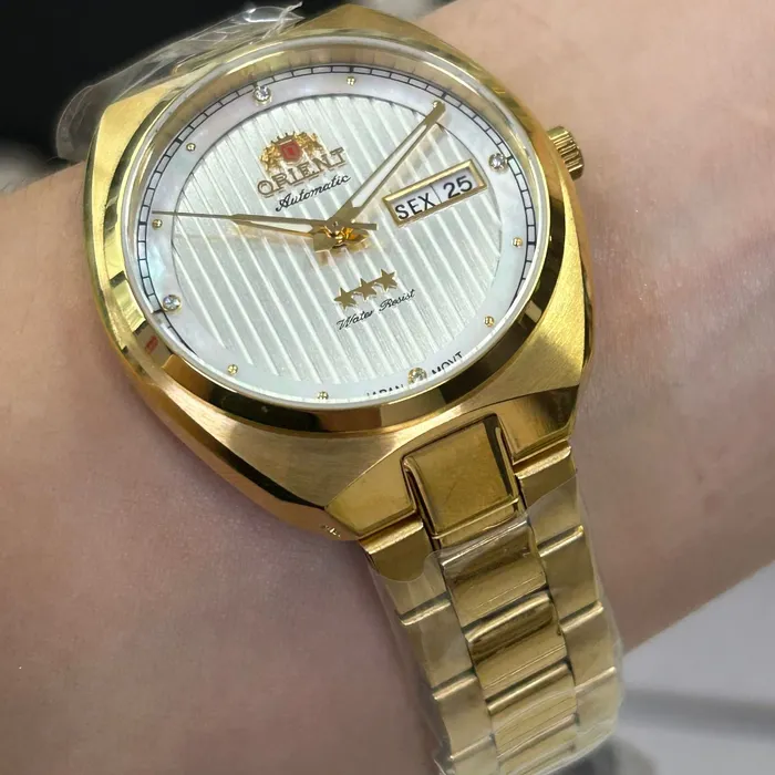 Relógio Orient Automático Feminino F49GG028 Dourado 38mm | Taniguchi Relógios