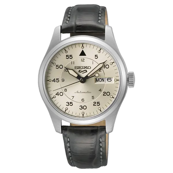 Seiko 5 Sports Automático Field Series Reduce SRPJ87 Prata Couro