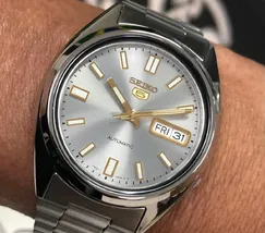 Relógio Seiko 5 Clássico Automático SNXS75B1 Cinza e Dourado | Taniguchi Relógios - imagem 1