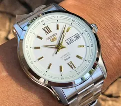 Relógio Seiko 5 Automatic SNKP15B1 Branco e Dourado | Taniguchi Relógios - imagem 4