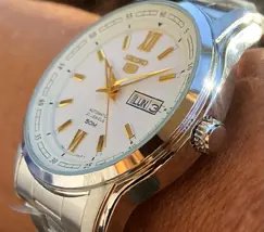 Relógio Seiko 5 Automatic SNKP15B1 Branco e Dourado | Taniguchi Relógios - imagem 2
