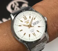 Relógio Seiko 5 Automatic SNKP15B1 Branco e Dourado | Taniguchi Relógios - imagem 1