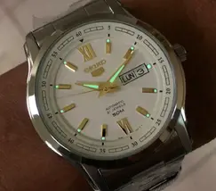 Relógio Seiko 5 Automatic SNKP15B1 Branco e Dourado | Taniguchi Relógios - imagem 6