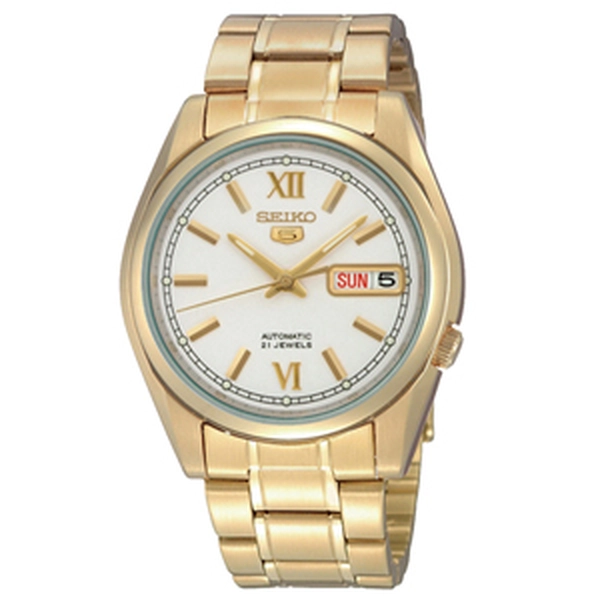 Seiko 5 sports clássico Dourado SNKL58B1 Branco