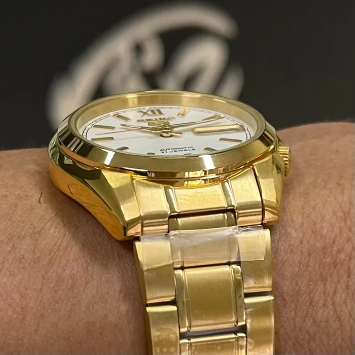 Relógio Seiko 5 Automatic SNKL58B1 Dourado 37mm | Taniguchi Relógios