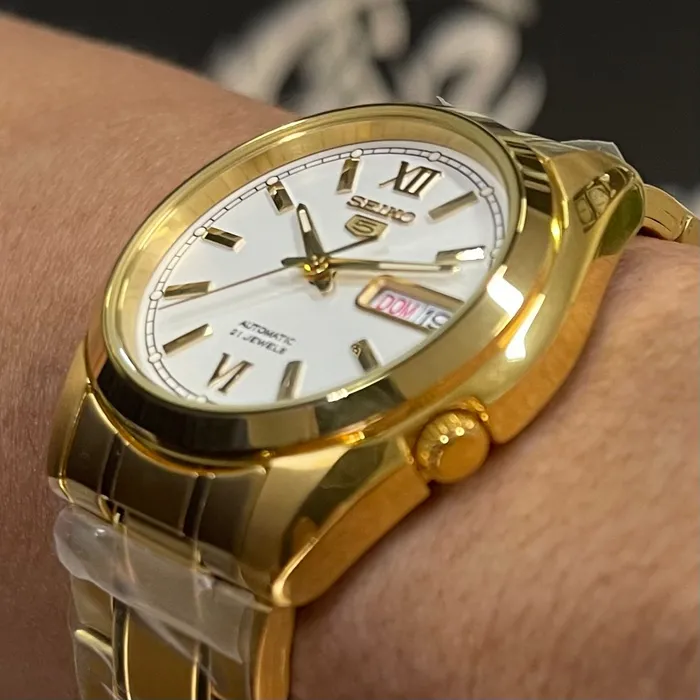 Relógio Seiko 5 Automatic SNKL58B1 Dourado 37mm | Taniguchi Relógios
