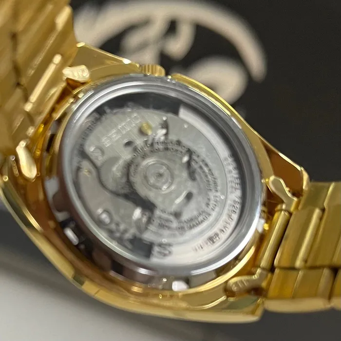 Relógio Seiko 5 Automatic SNKL58B1 Dourado 37mm | Taniguchi Relógios