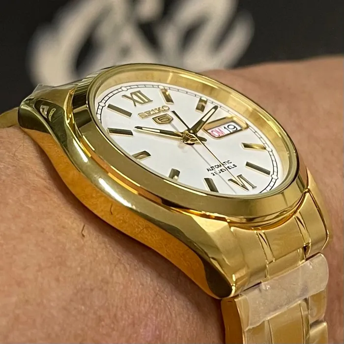 Relógio Seiko 5 Automatic SNKL58B1 Dourado 37mm | Taniguchi Relógios