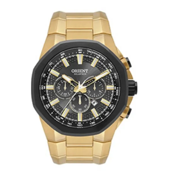Orient Solartech Cronografo dourado Sport MGSSC058 preto