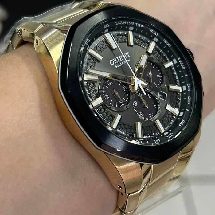 Relógio Orient Solartech Cronógrafo MGSSC058 Dourado | Taniguchi Relógios