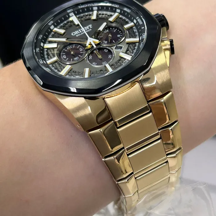 Relógio Orient Solartech Cronógrafo MGSSC058 Dourado | Taniguchi Relógios