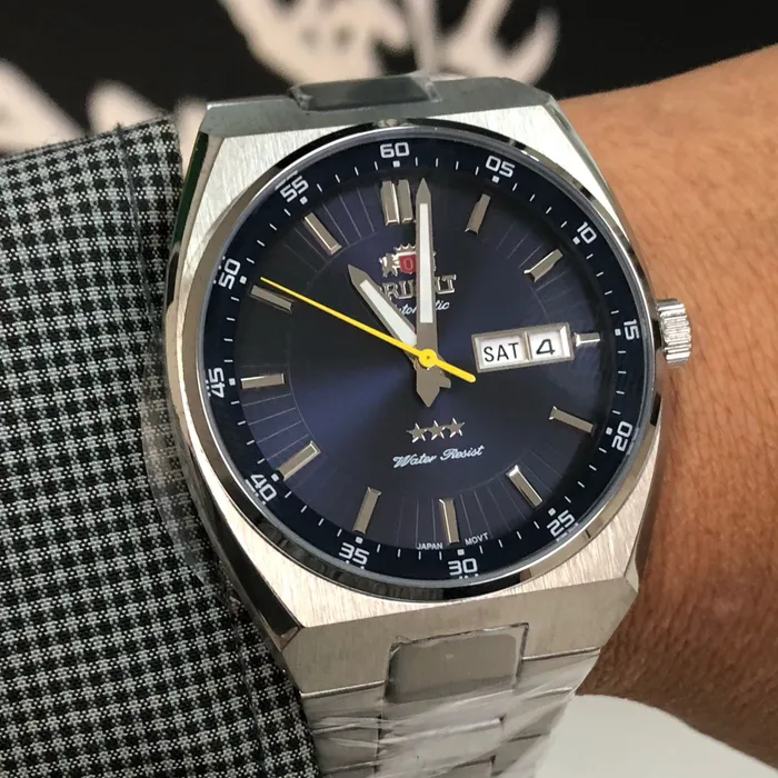 Relógio Orient 3 Estrelas Automático 469SS087NH Azul | Taniguchi Relógios