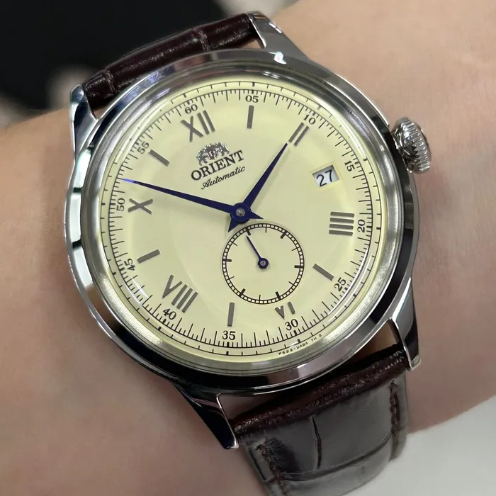 Relógio Orient Bambino 38mm Small Seconds RA-AP0105Y30B Rose Gold | Taniguchi Relógios