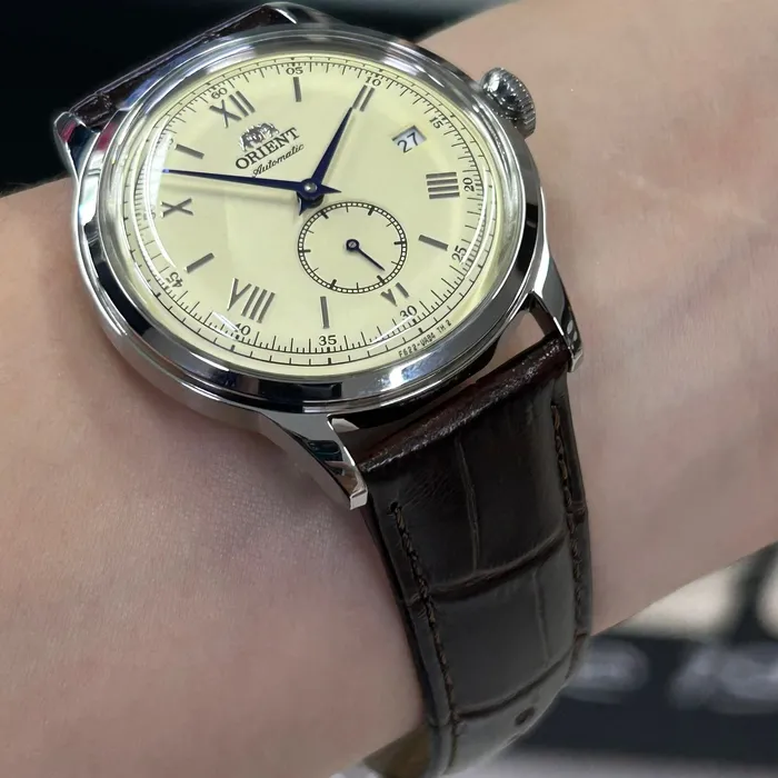 Relógio Orient Bambino 38mm Small Seconds RA-AP0105Y30B Rose Gold | Taniguchi Relógios