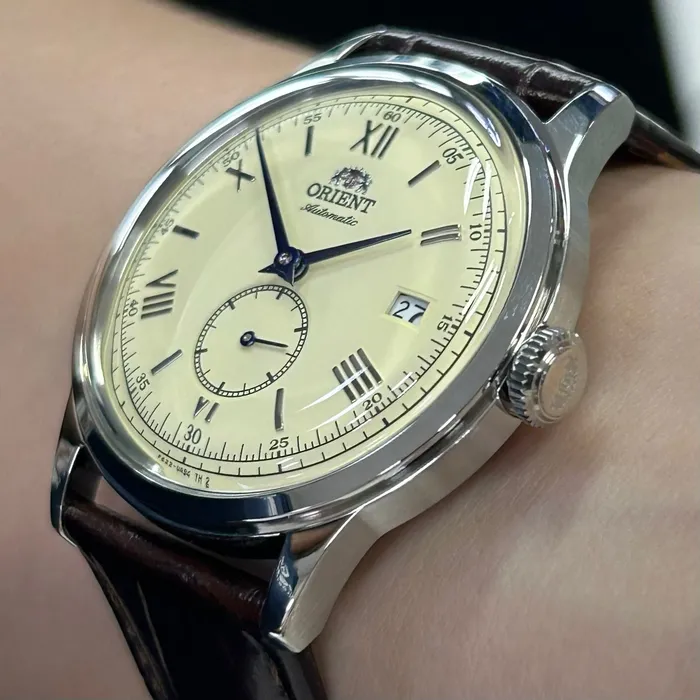 Relógio Orient Bambino 38mm Small Seconds RA-AP0105Y30B Rose Gold | Taniguchi Relógios