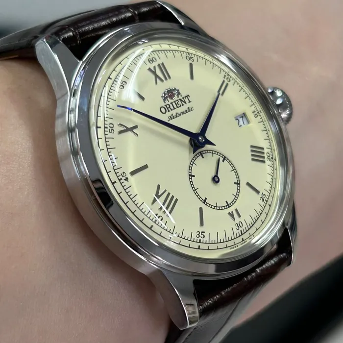 Relógio Orient Bambino 38mm Small Seconds RA-AP0105Y30B Rose Gold | Taniguchi Relógios