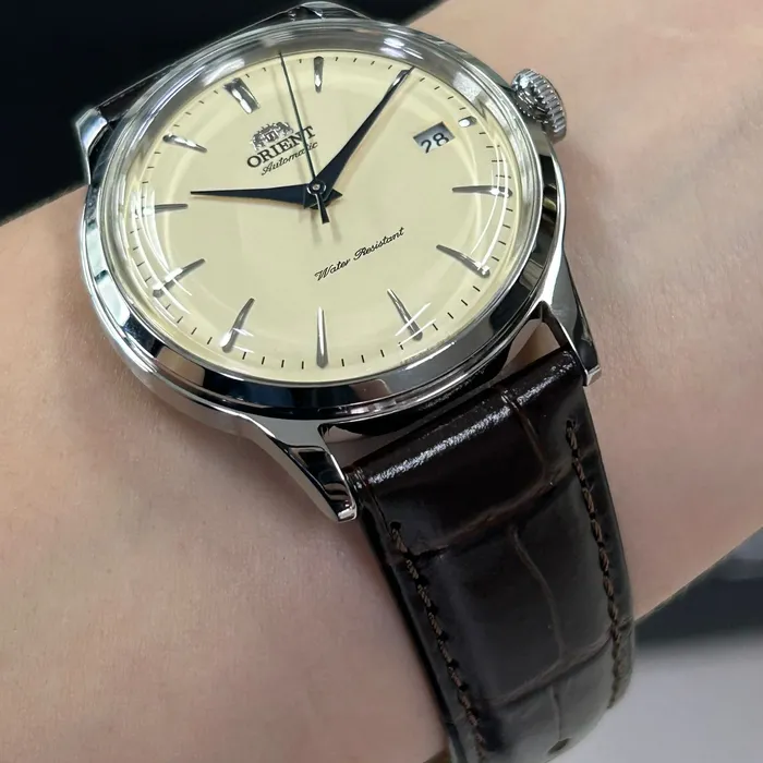 Relógio Orient Bambino 38mm RA-AC0M04Y30B Automático Creme | Taniguchi Relógios