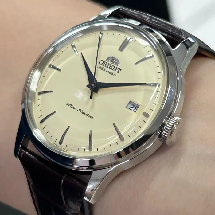 Relógio Orient Bambino 38mm RA-AC0M04Y30B Automático Creme | Taniguchi Relógios