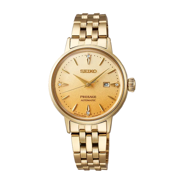 Seiko Presage feminino Automático Cocktail time Diamond SRE018J1 Pinky