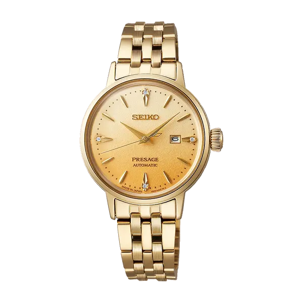 Seiko Presage feminino Automático Cocktail time Diamond SRE018J1 Pinky