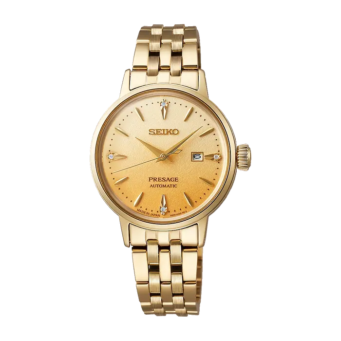 Relógio Seiko Presage Feminino SRE018 Automático Dourado | Taniguchi Relógios