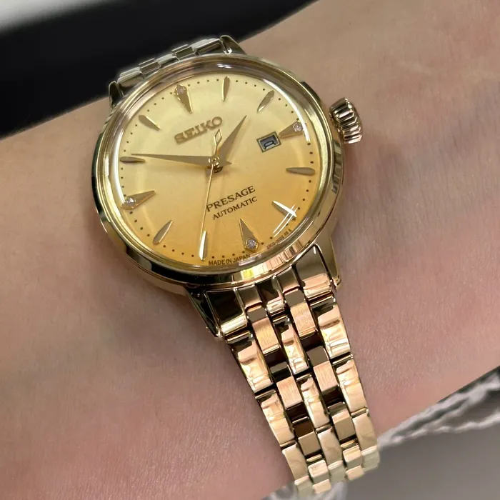 Relógio Seiko Presage Feminino SRE018 Automático Dourado | Taniguchi Relógios