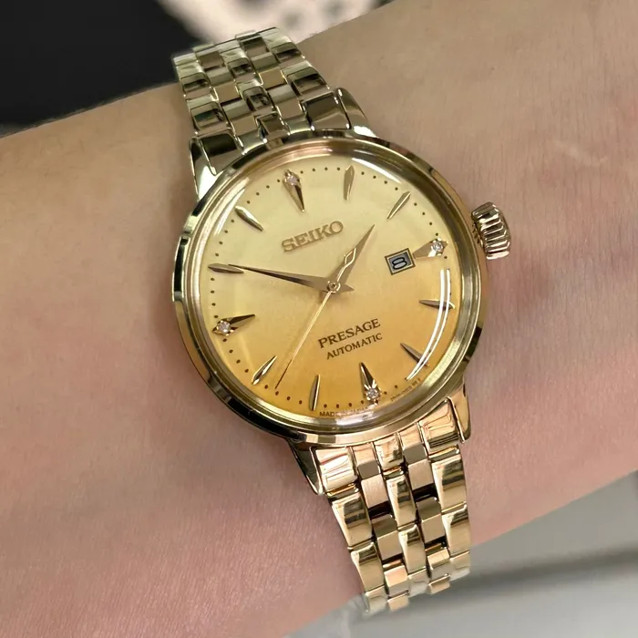 Relógio Seiko Presage Feminino SRE018 Automático Dourado | Taniguchi Relógios