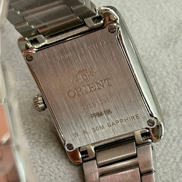 Relógio Orient original Feminino Tank Eternal LBSS1035-R3SX Safira | Taniguchi Relógios