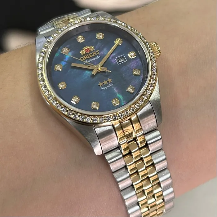 Relógio Orient Feminino Automático NH5MM001-D1SK Safira Original | Taniguchi Relógios