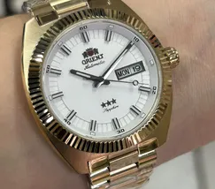 Relógio Orient Heritage YN6GG026 S1KX Dourado Automático Safira 100m Original | Taniguchi Relógios - imagem 1