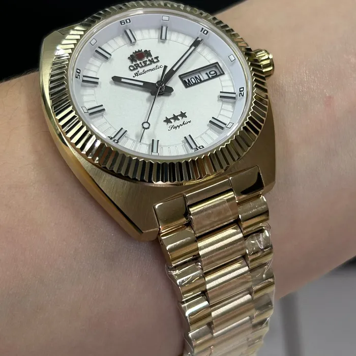 Relógio Orient Heritage YN6GG026 S1KX Dourado Automático Safira 100m Original | Taniguchi Relógios