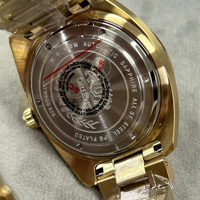 Relógio Orient Heritage YN6GG026 S1KX Dourado Automático Safira 100m Original | Taniguchi Relógios