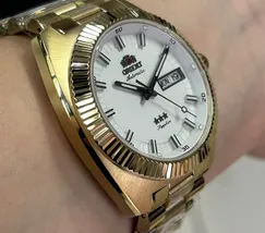 Relógio Orient Heritage YN6GG026 S1KX Dourado Automático Safira 100m Original | Taniguchi Relógios - imagem 3