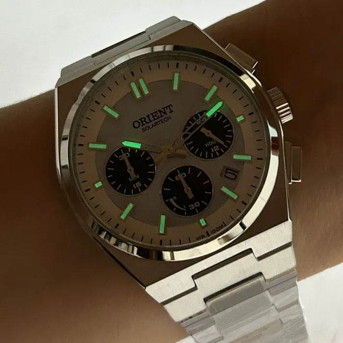 Relógio Orient SolarTech Cronógrafo MBSSC274 S1SX Panda Original | Taniguchi Relógios