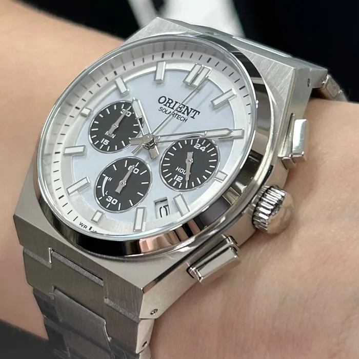 Relógio Orient SolarTech Cronógrafo MBSSC274 S1SX Panda Original | Taniguchi Relógios