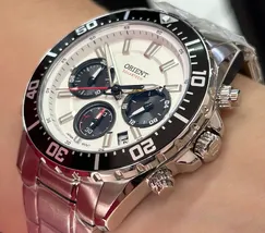 Relógio Orient ST Elite Sea MBSSC288 S1SX SolarTech Panda Safira Original | Taniguchi Relógios - imagem 4
