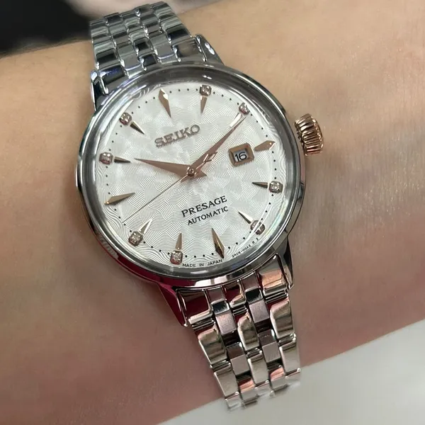 Seiko Presage feminino Automático Cocktail time Diamond SRE009J1 Clover Club