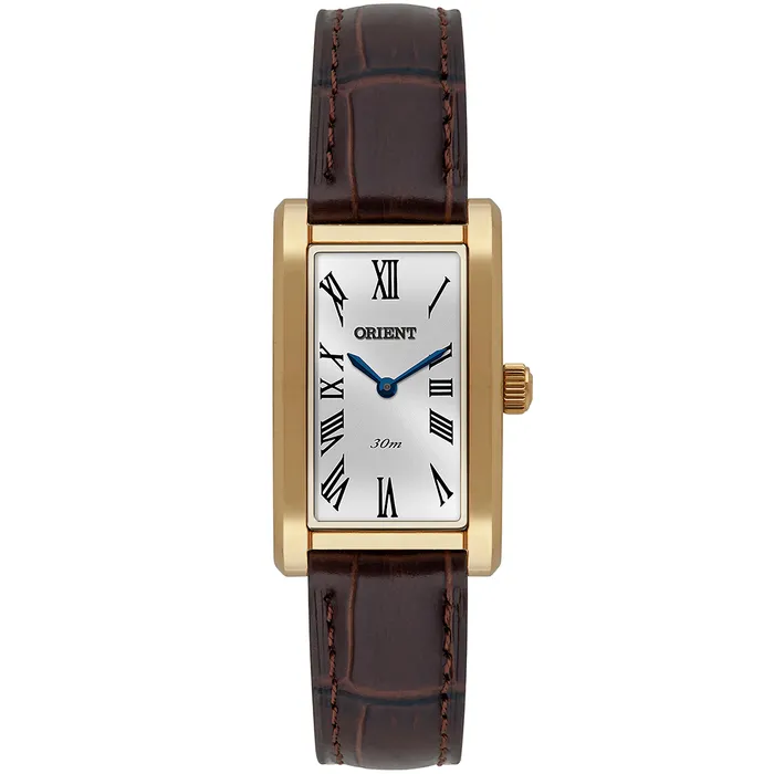 Relógio Orient Eternal Tank LGSS0077 Dourado Safira Original | Taniguchi Relógios