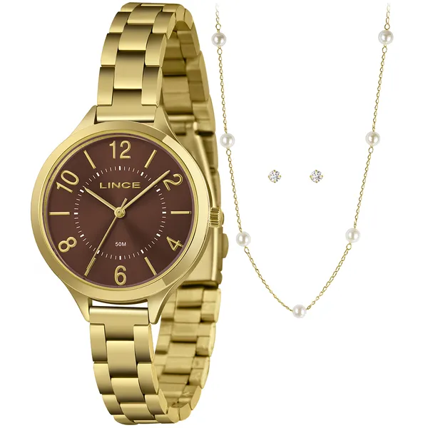 Relógio Lince Quartzo Funny  LRGM021L36 Dourado marrom