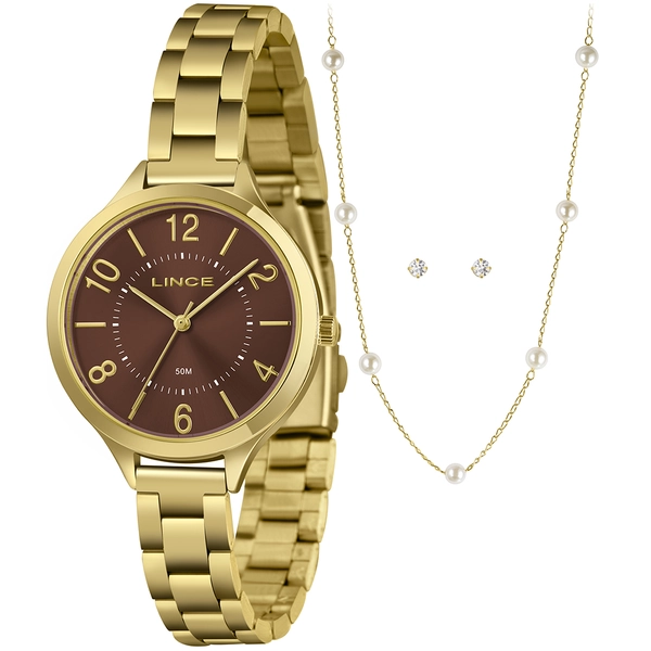 Relógio Lince Quartzo Funny  LRGM021L36 Dourado marrom