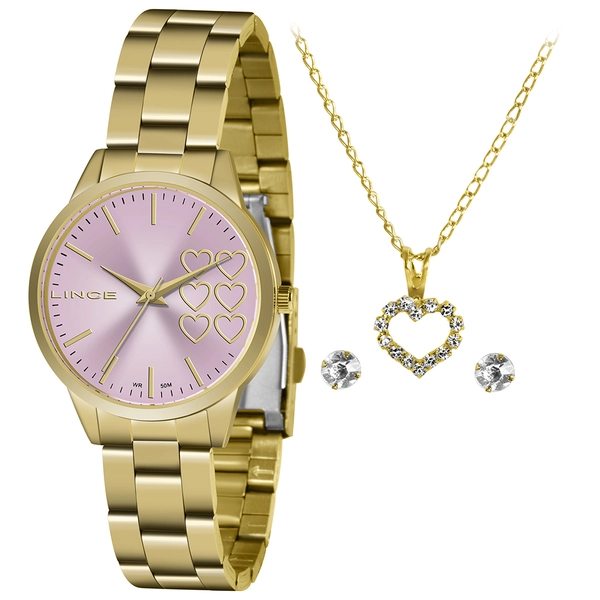 Relógio Lince Quartzo Funny  LRG4681L Dourado Rosa