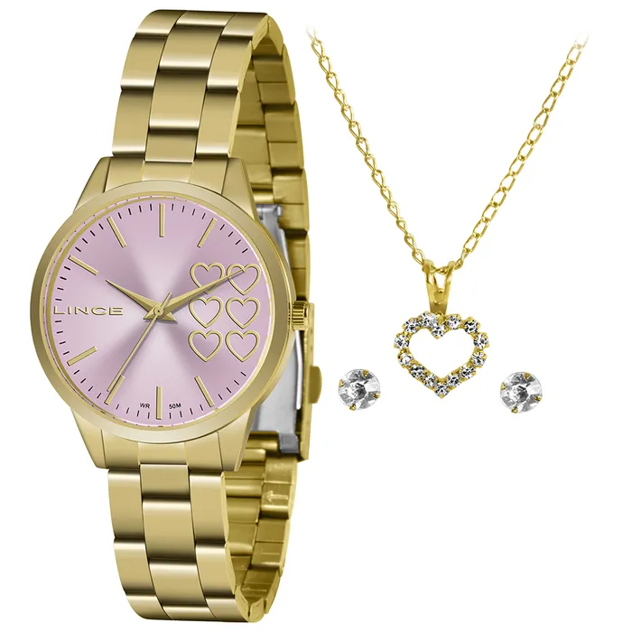Relógio Lince Funny Feminino LRG4681L Dourado + Kit Semijoias Original | Taniguchi Relógios