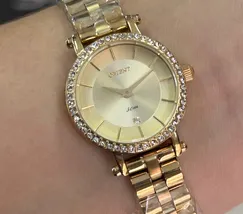 Relógio Orient Mini Feminino FGSS0238 Dourado Cristais Original | Taniguchi Relógios - imagem 1