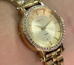 Relógio Orient Mini Feminino FGSS0238 Dourado Cristais Original | Taniguchi Relógios - imagem 3