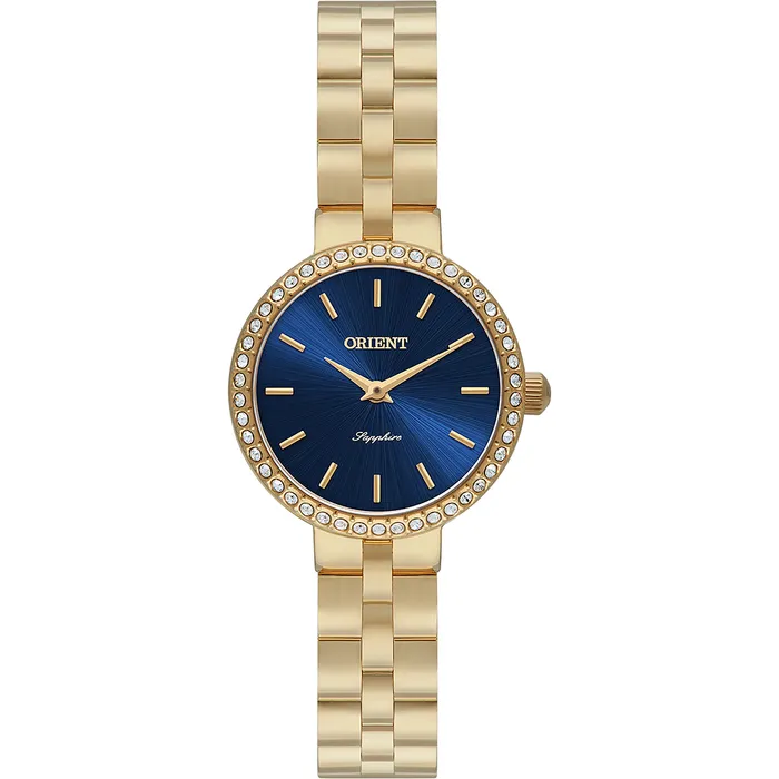 Relógio Orient Eternal Feminino FGSS0242 Safira Dourado Original | Taniguchi Relógios