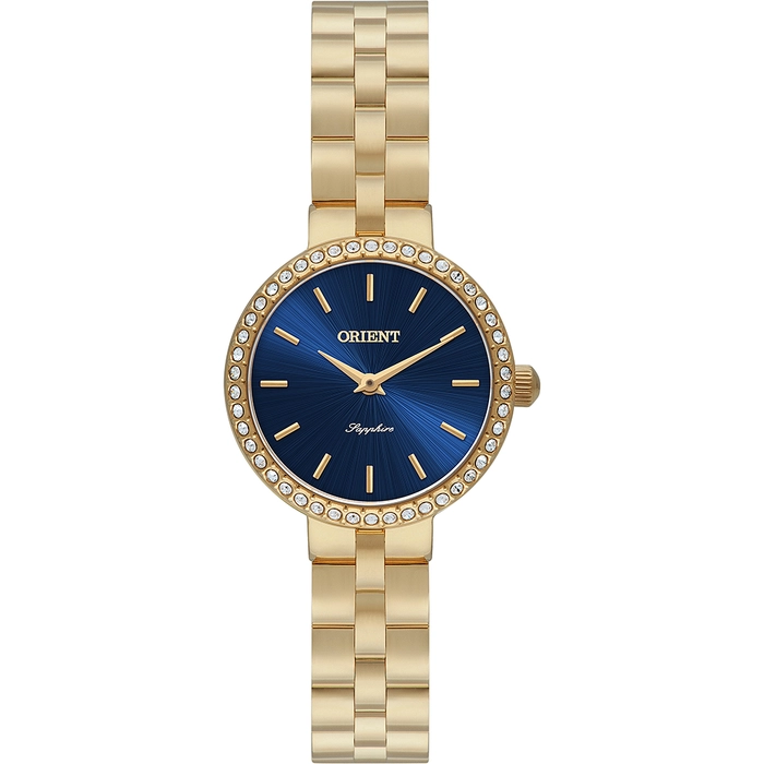 Relógio Orient Eternal Feminino FGSS0242 Safira Dourado Original | Taniguchi Relógios