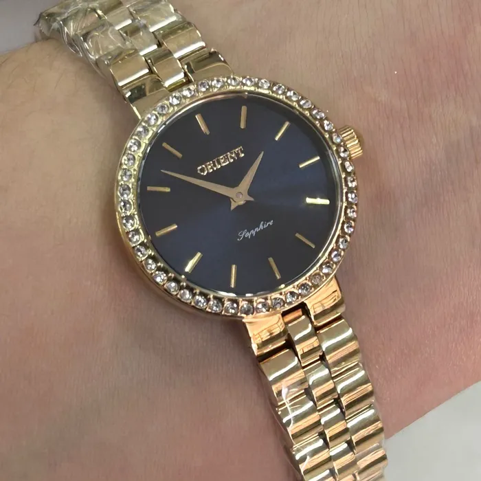 Relógio Orient Eternal Feminino FGSS0242 Safira Dourado Original | Taniguchi Relógios