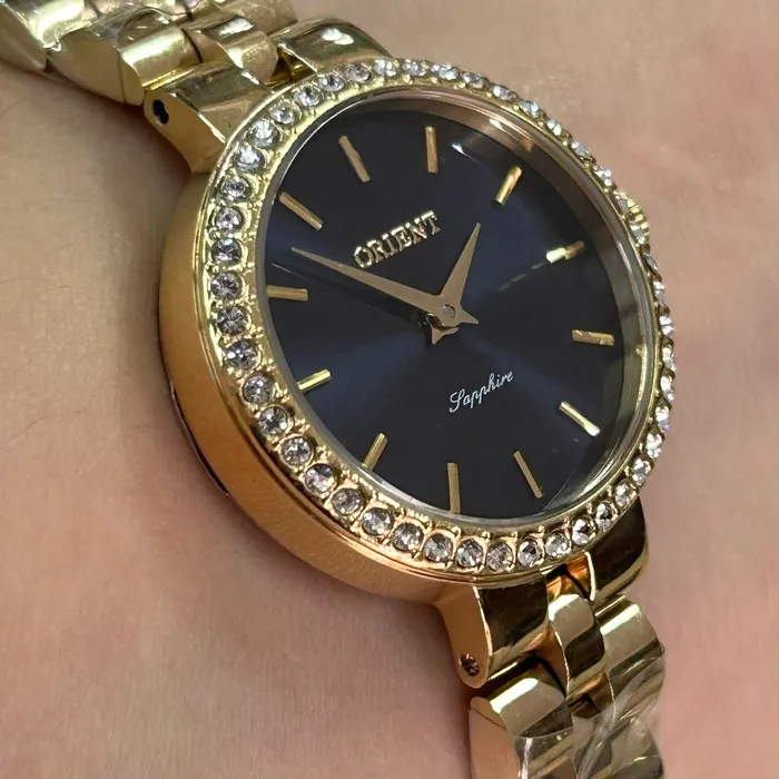 Relógio Orient Eternal Feminino FGSS0242 Safira Dourado Original | Taniguchi Relógios