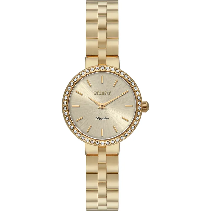 Relógio Orient Eternal Feminino FGSS0242 Safira Dourado Original | Taniguchi Relógios